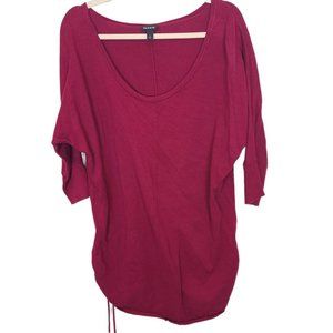 Torrid Womens 2X Red Dolman Sleeves Scoop Neck Ruched Sides Tunic Sweater